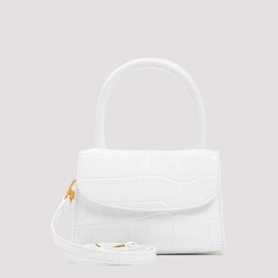By Far Mini Croc Embossed Leather Bag In White
