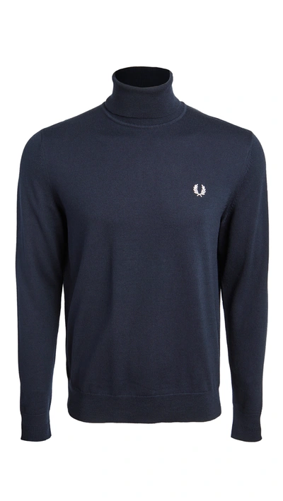 Fred Perry Roll Neck Jumper In Navy
