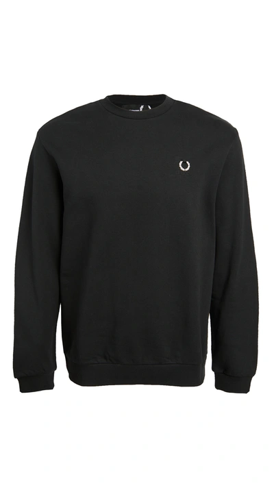 Fred Perry Embroidered Logo Crew-neck Sweatshirt In Black