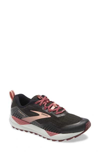 Brooks Cascadia 15 Trail Running Shoe In Black/ Ebony/ Coral Cloud