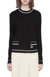 GUCCI CONTRAST TIPPED CARDIGAN,629433XKBH4