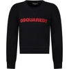 DSQUARED2 BLACK SWEATSHIRT FOR GIRL WITH RED LOGO,11576700