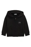 Dolce & Gabbana Kids' Embroidered-logo Pullover Hoodie In Black