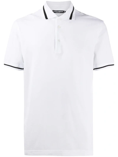 Dolce & Gabbana Embroidered-logo Polo Shirt In White