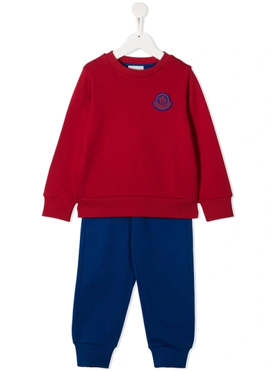 Moncler Kids' Cotton Sweatshirt & Sweatpants In Red,navy