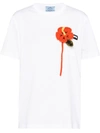 PRADA FLORAL APPLIQUÉ T-SHIRT