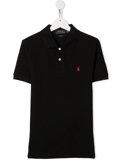 Ralph Lauren Kids' Embroidered Logo Polo Shirt In Black