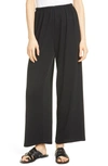 Vince Twill Cropped Wide-leg Trousers In Black