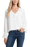 Cece Ruffle Detail V-neck Blouse In Soft Ecru