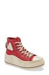 R13 Red Distressed High-top Sneakers In Red