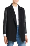 THEORY CLAIRENE WOOL & CASHMERE JACKET WITH LEATHER SLEEVES,K0701409