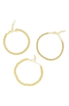 Ettika Classical 18k Gold Plated Trio Bracelet Set In Gold