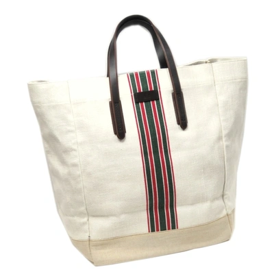 Pre-owned Gucci White Web Canvas Tote Bag In Multicolor