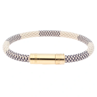 Pre-owned Louis Vuitton Damier Azur Gold Tone Keep It Bracelet In Multicolor