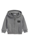 Dolce & Gabbana Babies' Logo Zip-up Cotton Sweatshirt Hoodie In Grey