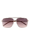 Quay Hot Take 59mm Navigator Sunglasses In Gold/ Smoke Pink Gradient