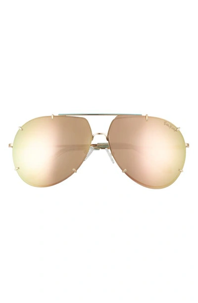 Lilly Pulitzerr 66mm Adelia Oversize Polarized Aviator Sunglasses In Shiny Gold/ Gold Mirror