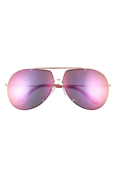 Lilly Pulitzerr 66mm Adelia Oversize Polarized Aviator Sunglasses In Shiny Gold/ Pink Mirror