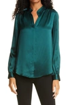 L Agence Bianca Silk Charmeuse Blouse In Dark Glade