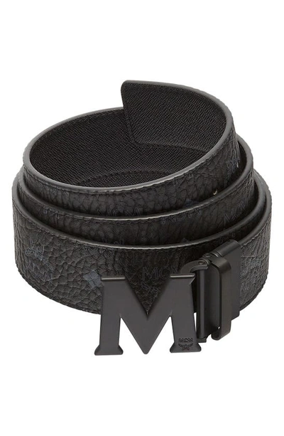 Mcm Logo Buckle Reversible Belt In Black