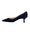 Manolo Blahnik Srila Suede Low-heel Pump In Navy