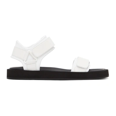 The Row Hook And Loop Leather And Neoprene Sandals In White