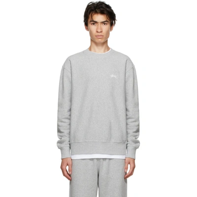 Stussy Relaxed-fit Logo Embroidery Sweatshirt In Grey