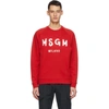 Msgm Logo Print Crew Neck Sweatshirt In Red