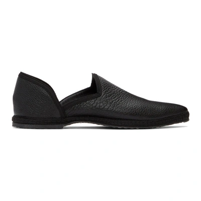 The Row Friulane Grained-leather Slipper Flats In Black