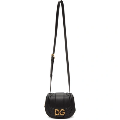 Dolce & Gabbana Dg Amore Small Leather Crossbody Bag In Black