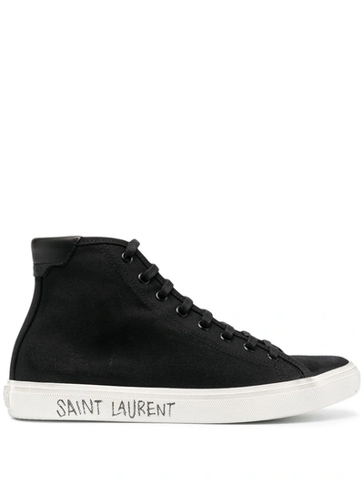 Saint Laurent Malibu Mid Top Signature Sneakers In Black