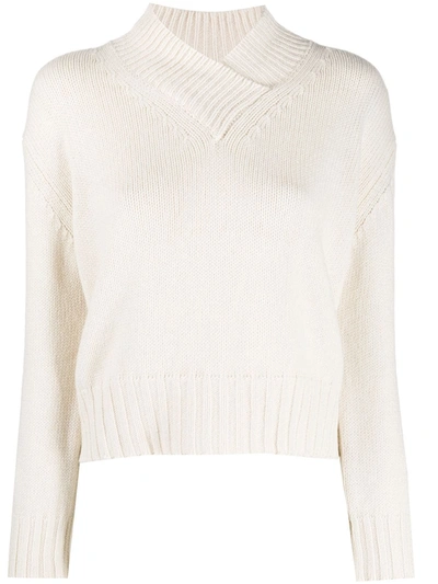 Aragona Rib-trimmed Cashmere Jumper In Weiss