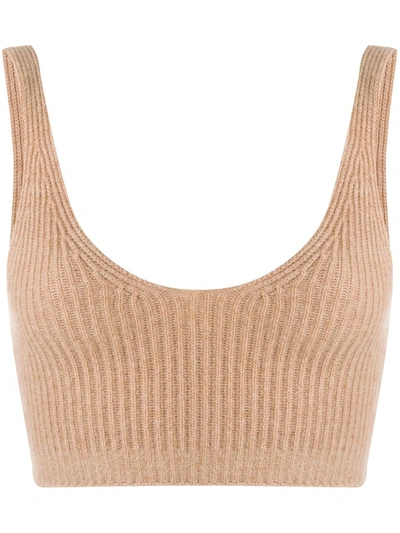 Cashmere In Love Reese Ribbed-knit Cropped Vest In Neutrals