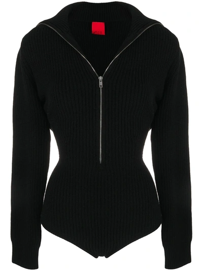 Cashmere In Love Ribbed-knit High-neck Bodysuit In Black