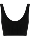 Cashmere In Love Ribbed-knit Cropped Top In Black