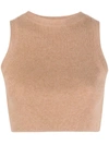 Cashmere In Love Ribbed-knit Cropped Top In Neutrals