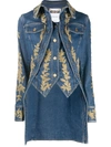 MOSCHINO BROCADE-DETAIL DENIM SHIRT