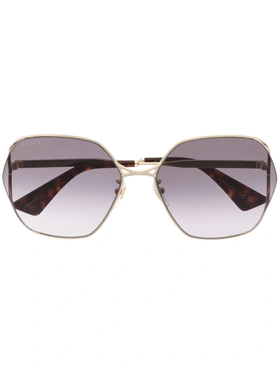 Gucci Oversized Round-frame Sunglasses In Gold