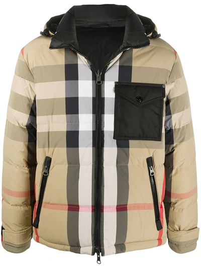 Burberry Kids Reversible Check Puffer Jacket In Beige