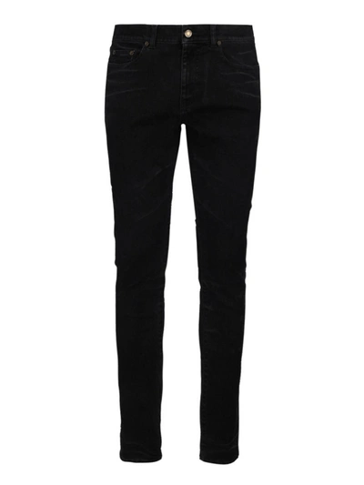 Saint Laurent Stretch Denim Jeans In Black