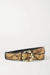 LOEFFLER RANDALL JOSEPHINE METALLIC SNAKE-EFFECT LEATHER BELT