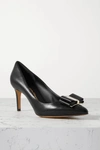 FERRAGAMO ZERI BOW-EMBELLISHED LEATHER PUMPS