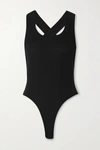 THE LINE BY K SUKI RIBBED STRETCH-JERSEY THONG BODYSUIT