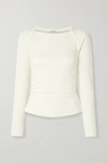 THE LINE BY K BECKS RUCHED RIBBED STRETCH-JERSEY TOP