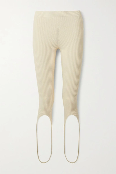 Jacquemus Albi Ribbed-knit Stirrup Leggings In White