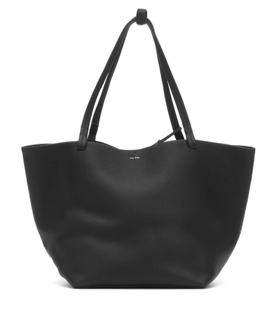 The Row Park Medium Leather Shopper In Black