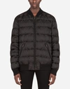 DOLCE & GABBANA QUILTED NYLON JACKET WITH JACQUARD CROWNS