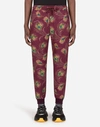 DOLCE & GABBANA JERSEY JOGGING PANTS WITH PEACOCK PRINT