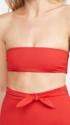 Mara Hoffman Abigail Ribbed Recycled Bandeau Bikini Top In Red Coat