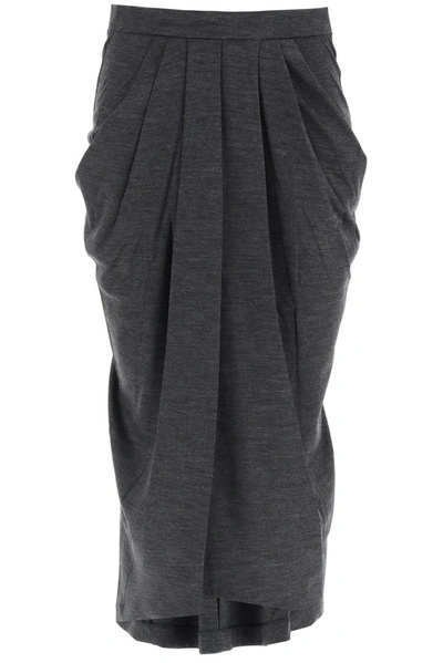 Isabel Marant Ginkao Jersey Midi Skirt In Grey | ModeSens